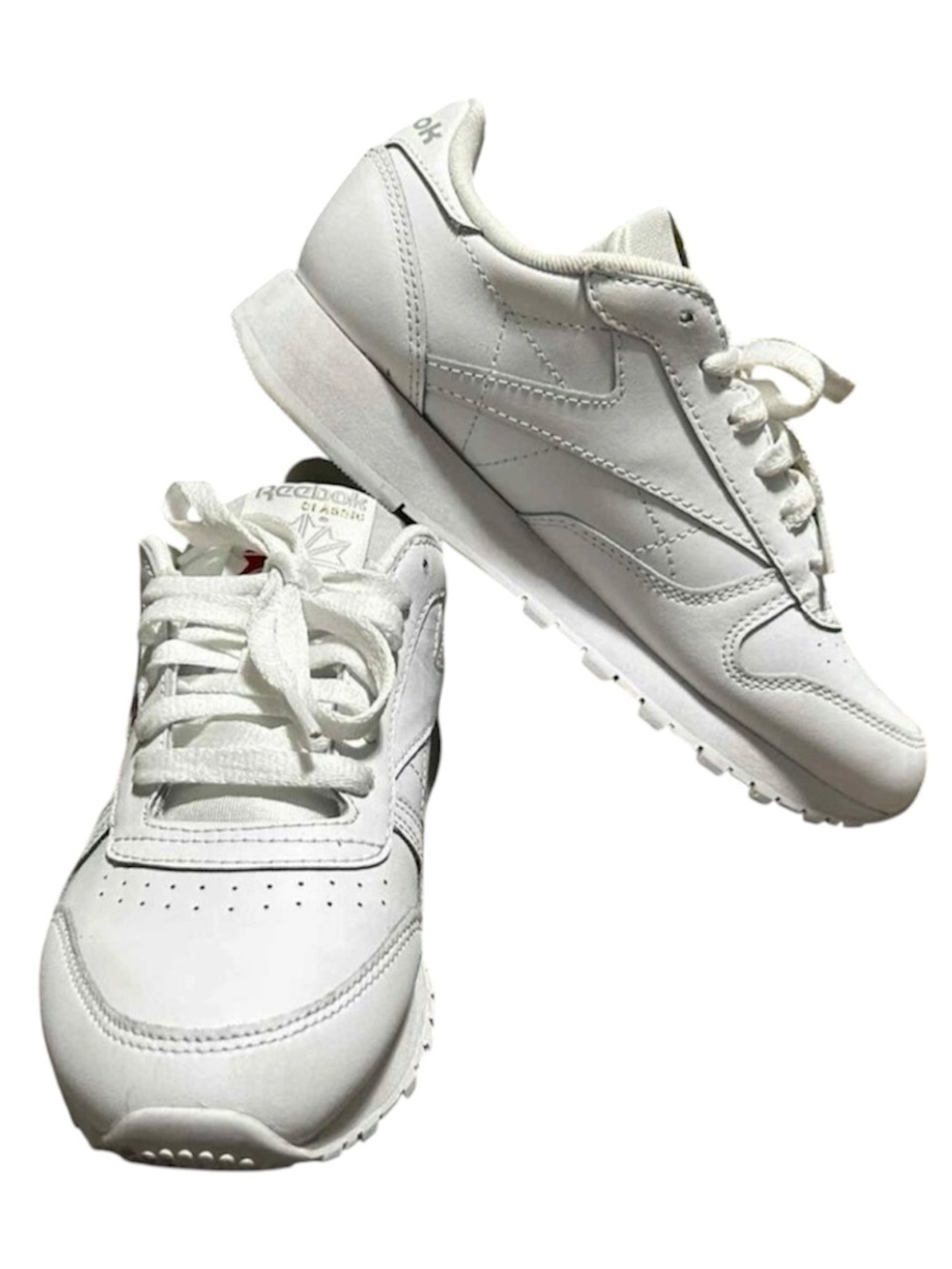 Reebok White Lace Up Leather Sneakers White Retro Classic Style